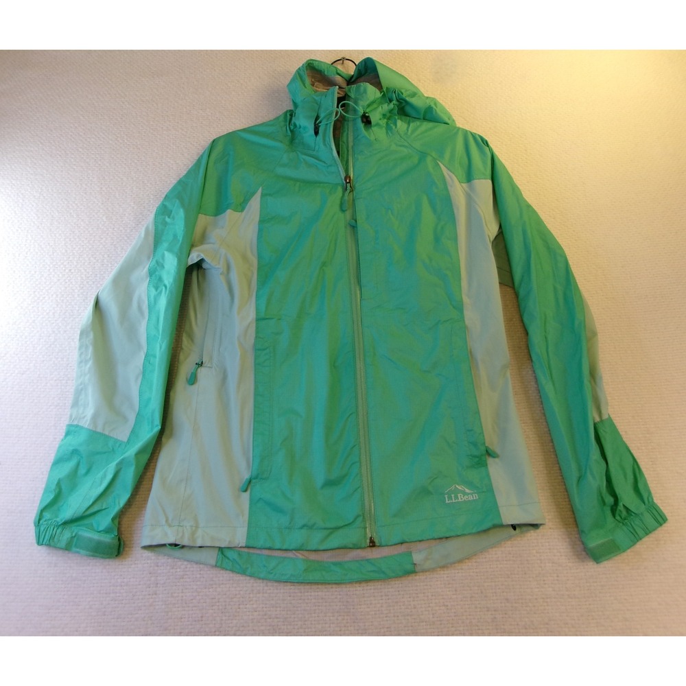 L.L. Bean Womens XS Rain‎ Jacket Green Waterproof Hooded Shell 293793